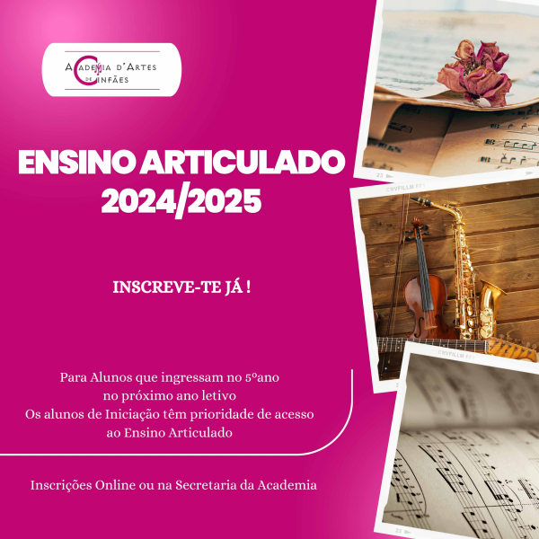 Abertas as inscrições - Admissão ao Ensino Articulado 2024/2025